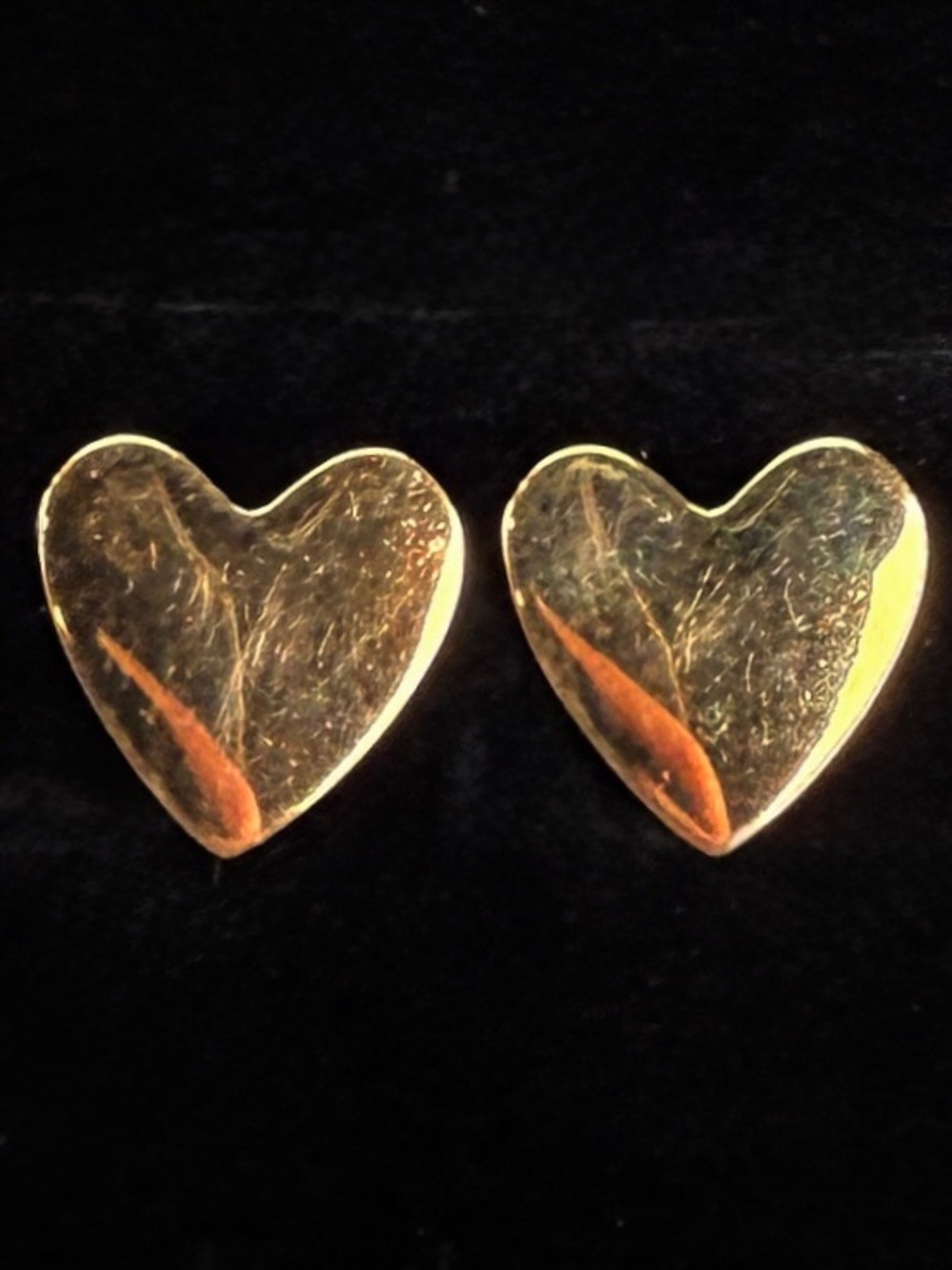 Vintage Napier Aged Goldtone Heart Shaped Clip On Earrings